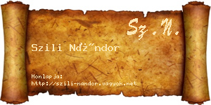 Szili Nándor névjegykártya